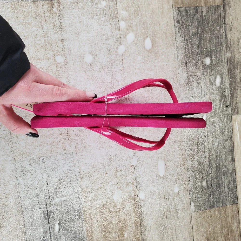 Roxy Viva VI Kid Flip Flop Sandal Sz 3 Hot Pink Leather Comfort Slip On Open Toe